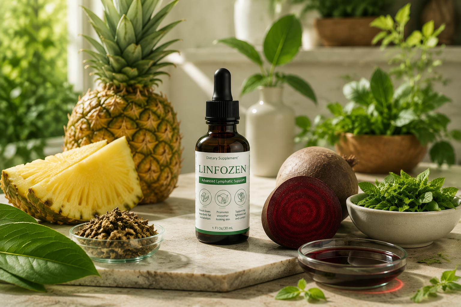 Linfozen with pineapple, beetroot and botanical ingredients